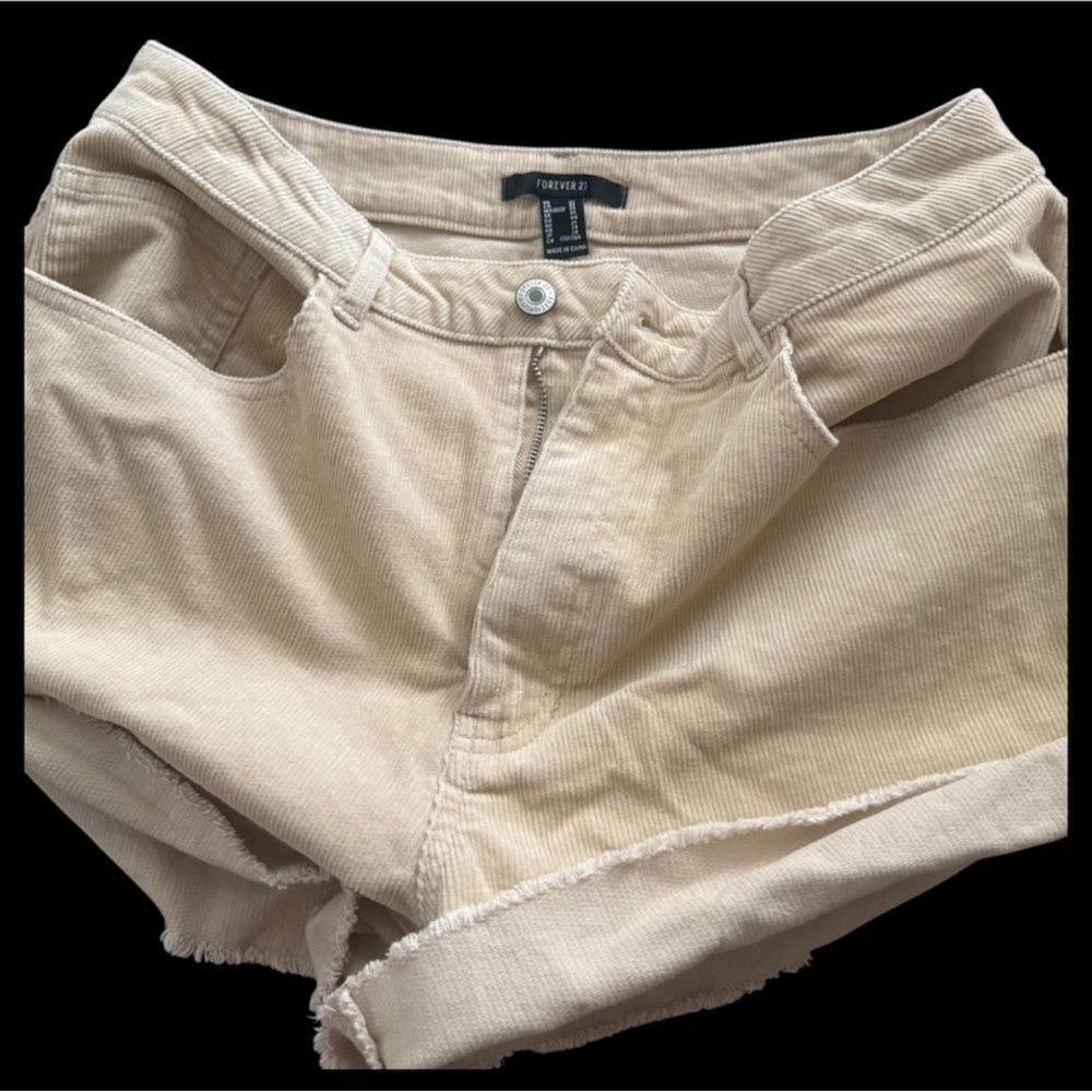 Beige Corduroy Shorts